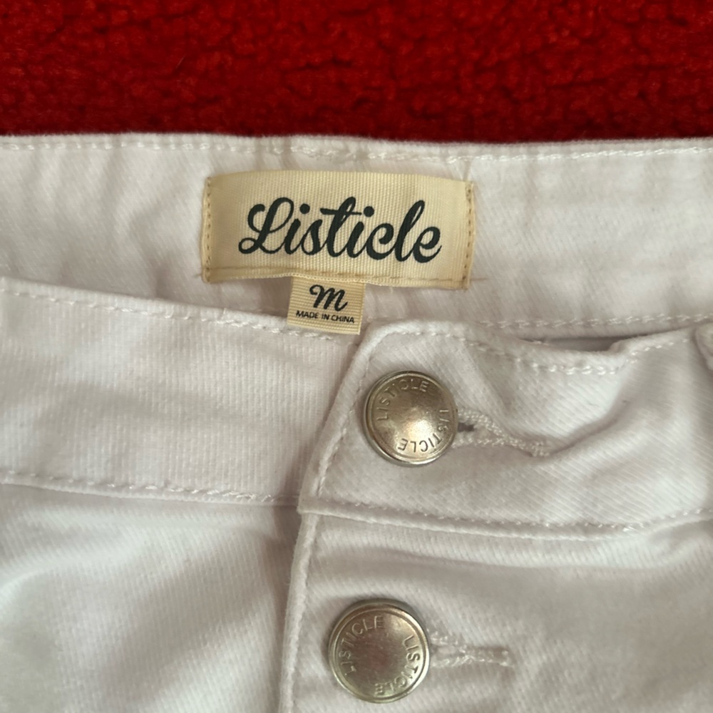 Listicle White Jean Shorts Med - Picture 3 of 4